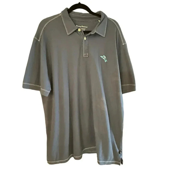 Tommy Bahama Gray island zone embroidered Short Sleeve Polo Shirt Size XXL - Picture 2 of 6